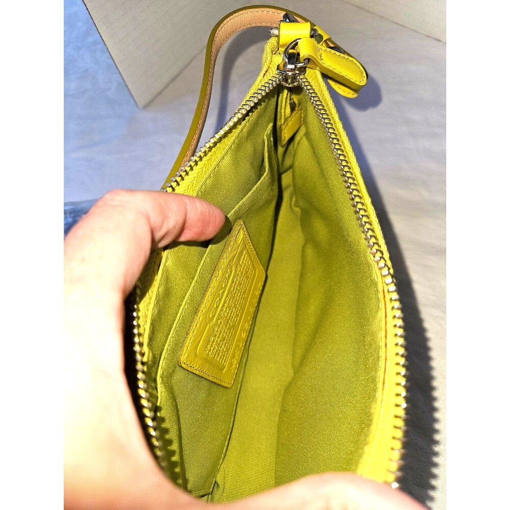 Coach Yellow Lime Demi Leather Bottom Y2K Purse Shoulder Bag #6094 - Picture 8 of 9